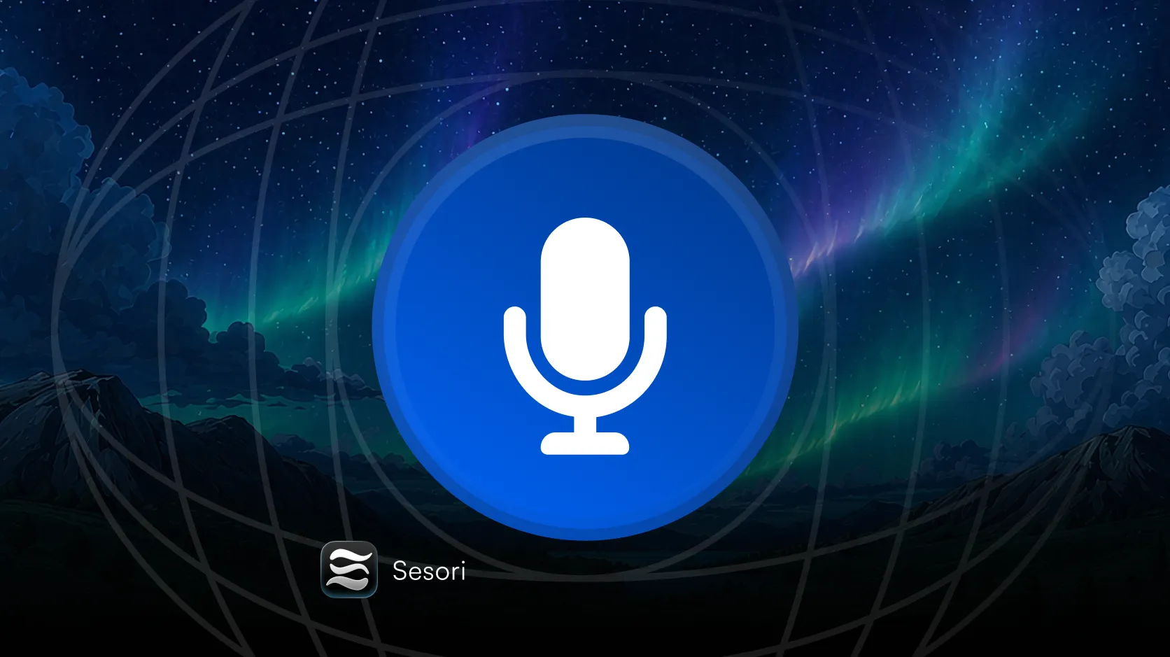 Illustration of a microphone over an aurora landscape for voice-driven mobile coding