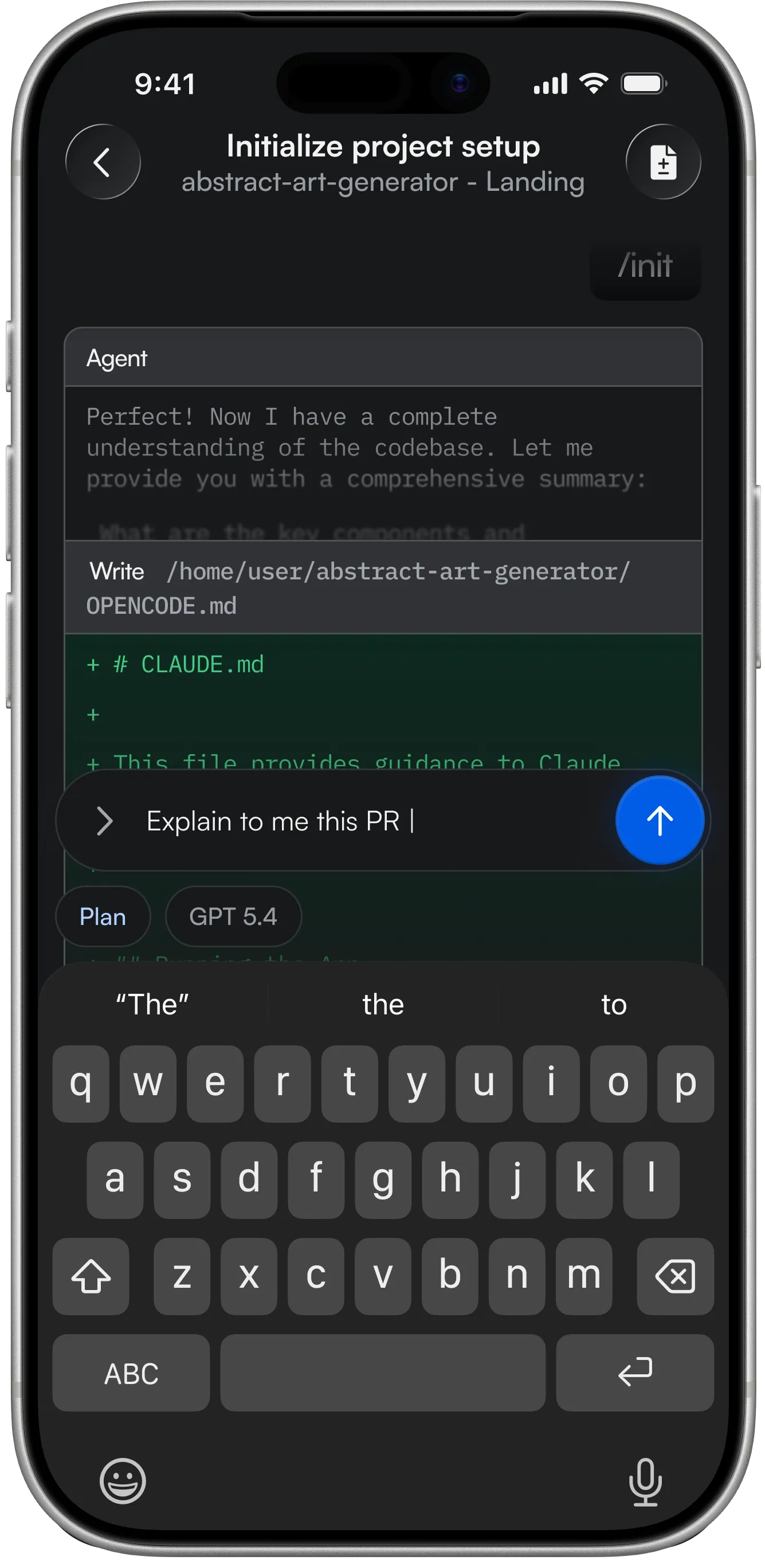 Sesori AI coding chat on iPhone