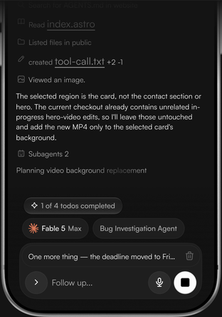 Sesori long-running AI coding task on iPhone