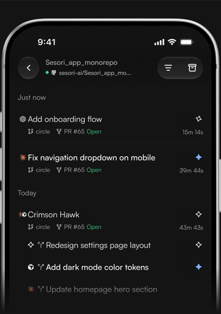 Sesori session overview on iPhone